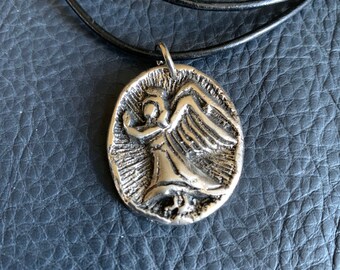 Praying Angel Pendant Necklace - Silver Color