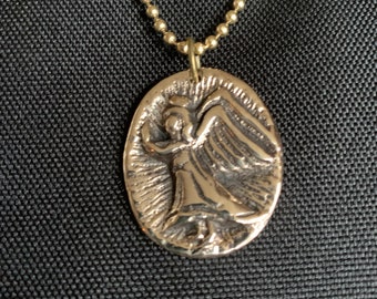 Praying Angel Pendant Necklace - Silver Color