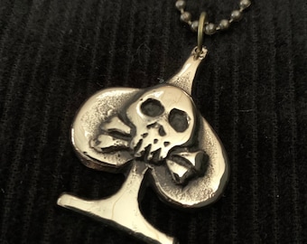 Ace of Spades Skull Crossed Bones Necklace-Pendant