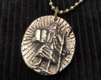 Moses Ten Commandments Pendant Necklace - Solid Bronze