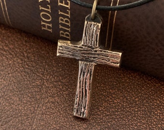 Old Rugged Cross Pendant Necklace - Solid Bronze