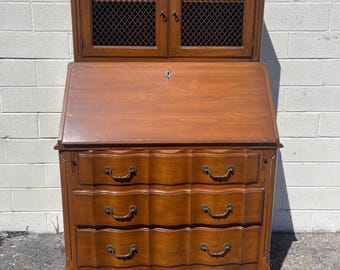 Vintage French Provincial Secretary Desk Writing Table Regency Metal Mesh Cabinet Dresser Shabby Chic Laptop Stand CUSTOM PAINT Avail