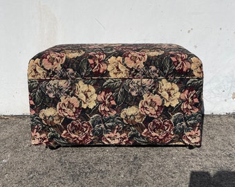 Vintage Storage Bench Ottoman Footstool Storage Hassock Bed Bench Footrest Entry Way Stool Floral Country French Style