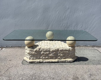Vintage Post Modern Tessellated Mactan Stone Coffee Table Cocktail Maitland Smith Style Hollywood Regency Mid Century Modern Design