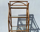 Rattan Bookcase Wicker Woven Jute Etagere Shelves Book Case Display Shelf Shelves Storage Regency Miami Tropical Beach Style Rattan Bamboo