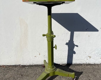 Antique Industrial Metal WorkTable Stand on Casters Rustic Workshop Tool Steel