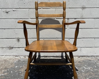 Antique Wood Spindle Armchair Vintage Country French Seating Primitive Farmhouse Rustic Shabby Chic Children's Kid Furniture Student Desk