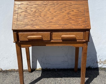 Vintage Desk Mid Century Modern Style Vanity MCM Wood Storage Home Office Writing Furniture Midcentury Makeup Table Mirror Secretary