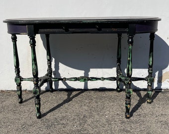 Antique Wood Desk Console Table Shabby Chic Painted Vanity Makeup Table Laptop Stand CUSTOM PAINT AVAIL