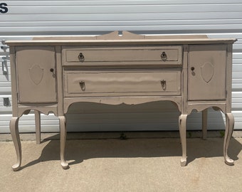 Antique Wood Buffet Cabinet Console Country French Farmhouse Shabby Tea Bar Cart Server Storage Chippy Rustic Regency Vintage Media Table