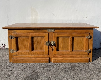 Antique White Clad Cabinet Solid Oak Wood Coffee Table Storage Dual Door Entry Way Bench Kitchen Furniture Console  CUSTOM PAINT Avail