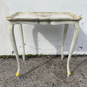 Antique Italian Table Hand Painted Venetian Florentine Neoclassical Accent Side End Wood Rococo Baroque Shabby Chic Vintage Nightstand