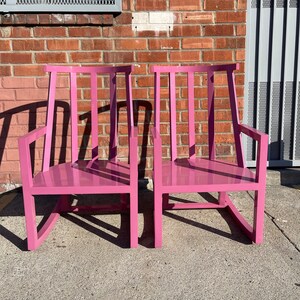 Pair of Rocking Chairs Vintage Indoor Outdoor Rocker Armchair Glider Nursery Bohemian Boho Chic Hollywood Regency Eclectic Style image 2