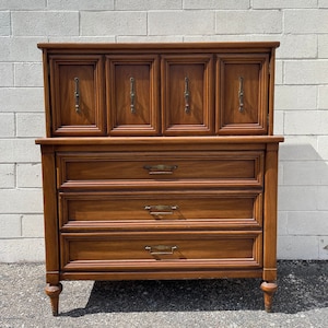 Mid Century Tall Dresser Armoire White Furniture Chest of Drawers
