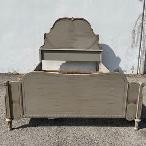 Antique Bed Shabby Chic Primitive Rustic French Provincial Headboard Bed Frame Wood Vintage Bedroom Furniture Country CUSTOM PAINT AVAILABLE