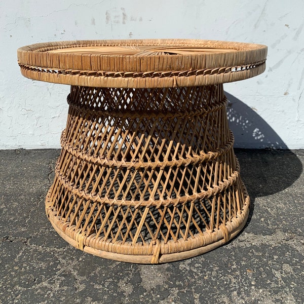 Boho Rattan Pouf Etsy