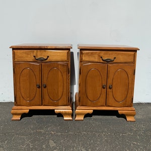 Antique Nightstands Pair of Storage Wood Chests Traditional Country American Furniture Bedroom Shabby Chic Bedside Tables CUSTOM PAINT AVAIL