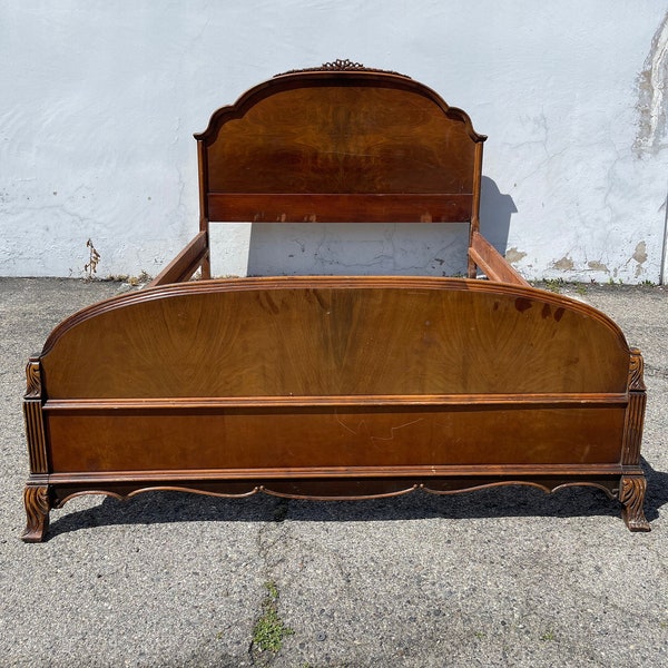 Antique Full Size Bed Victorian Arched Primitive Rustic Provincial Headboard Frame Vintage Bedroom Furniture Country CUSTOM PAINT AVAILABLE