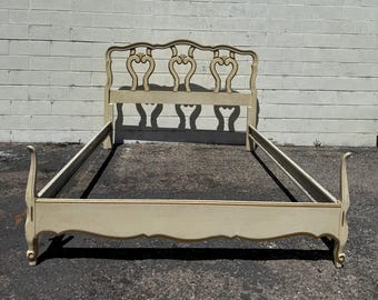 Vintage Bed Frame French Provincial Full Size Headboard Bedroom Neoclassical Regency Furniture Shabby Chic Boho Romantic CUSTOM PAINT AVAIL
