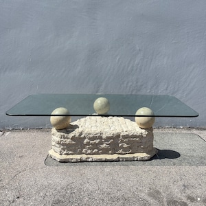 Vintage Post Modern Tessellated Mactan Stone Coffee Table Cocktail Maitland Smith Style Hollywood Regency Mid Century Modern Design