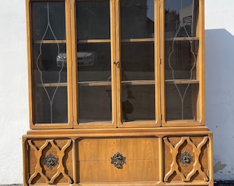 Antique China Cabinet Bookcase Chinoiserie Hollywood Regency Console Sideboard Dining Room Furniture Buffet Display Case CUSTOM PAINT AVAIL
