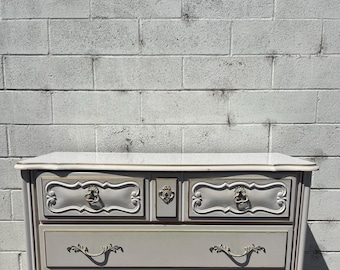French Provincial Nightstand Bachelor Chest Bedside Table Bombe Gold Neoclassical Furniture Console Bedroom Shabby Chic CUSTOM PAINT AVAIL