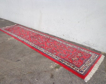 Antique Persian Runner Rug Handmade Wool 2.58  x 10.75