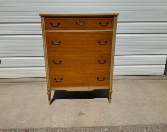 Antique Dresser Tallboy Highboy French Provincial Chest of Drawers Storage Neoclassical Shabby Chic Glam Regency Bedroom Storage Wood