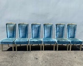 6 Chairs Fabulous Vintage Hollywood Regency High Wing Back Head of Table Custom Wingback Seating Accent Lounge Captains Seat Furniture