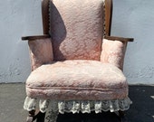 Antique Rocking Chair Rocker Armchair Victorian Seating Pink Rattan Shabby Chic Coastal Country French midcentury chair Nursery