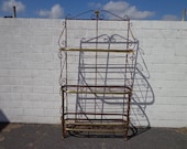 Antique Baker 39 s Rack Kitchen Storage Vintage Etagere Shelving Wrought Iron Brass Farmhouse Cottage Country French Entry Way Display Case