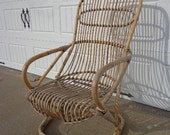 Vintage Modern Bamboo Rocking Chair Franco Albini Eames Armchair MidCentury Bentwood Rocker Nursery Rattan Furniture Accent Danish Seating
