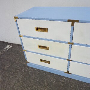 Campaign Dresser Chest Vintage Mid Century MCM Bureau Buffet Media Console Chinoiserie Chest of Drawers Asian Chinese CUSTOM PAINT Avail image 8