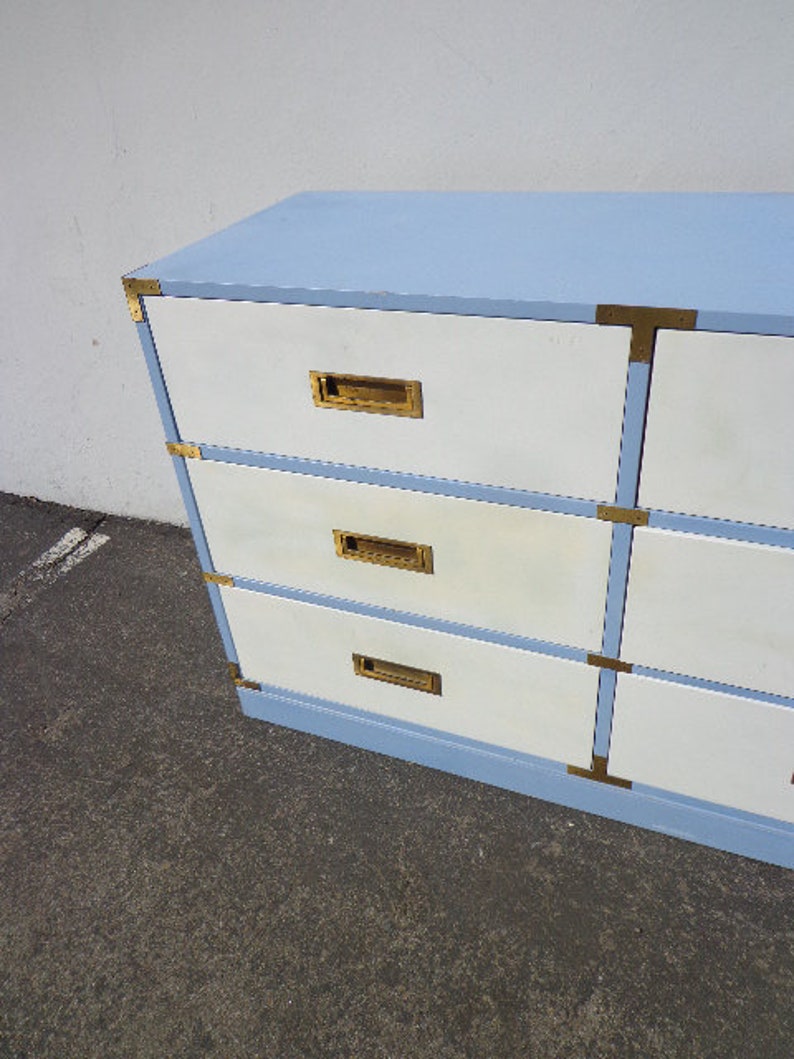 Campaign Dresser Chest Vintage Mid Century MCM Bureau Buffet Media Console Chinoiserie Chest of Drawers Asian Chinese CUSTOM PAINT Avail image 8