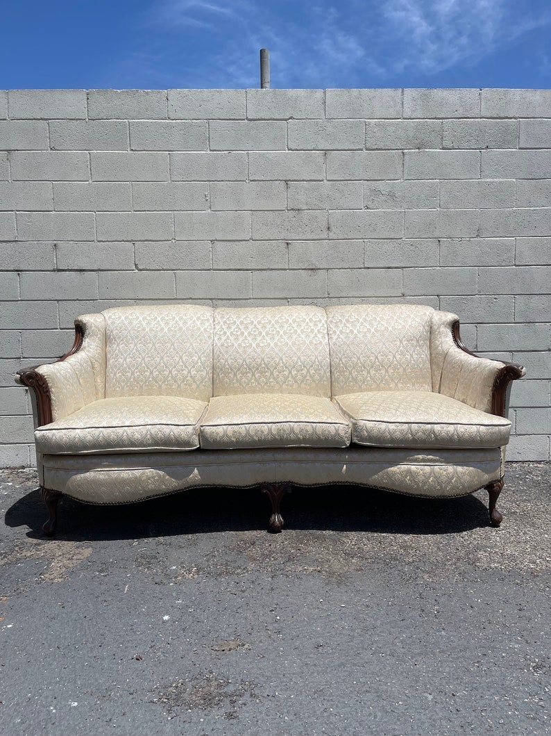 Antique Sofa Couch Loveseat Bench Settee French Provincial Boudoir Vintage Regency Entry Way Chippendale Sofa Shabby Chic Victorian Seating image 1