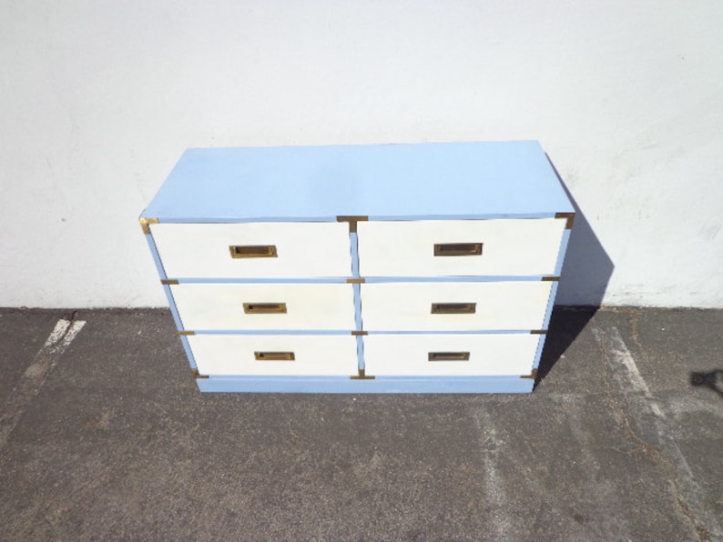 Campaign Dresser Chest Vintage Mid Century MCM Bureau Buffet Media Console Chinoiserie Chest of Drawers Asian Chinese CUSTOM PAINT Avail image 2