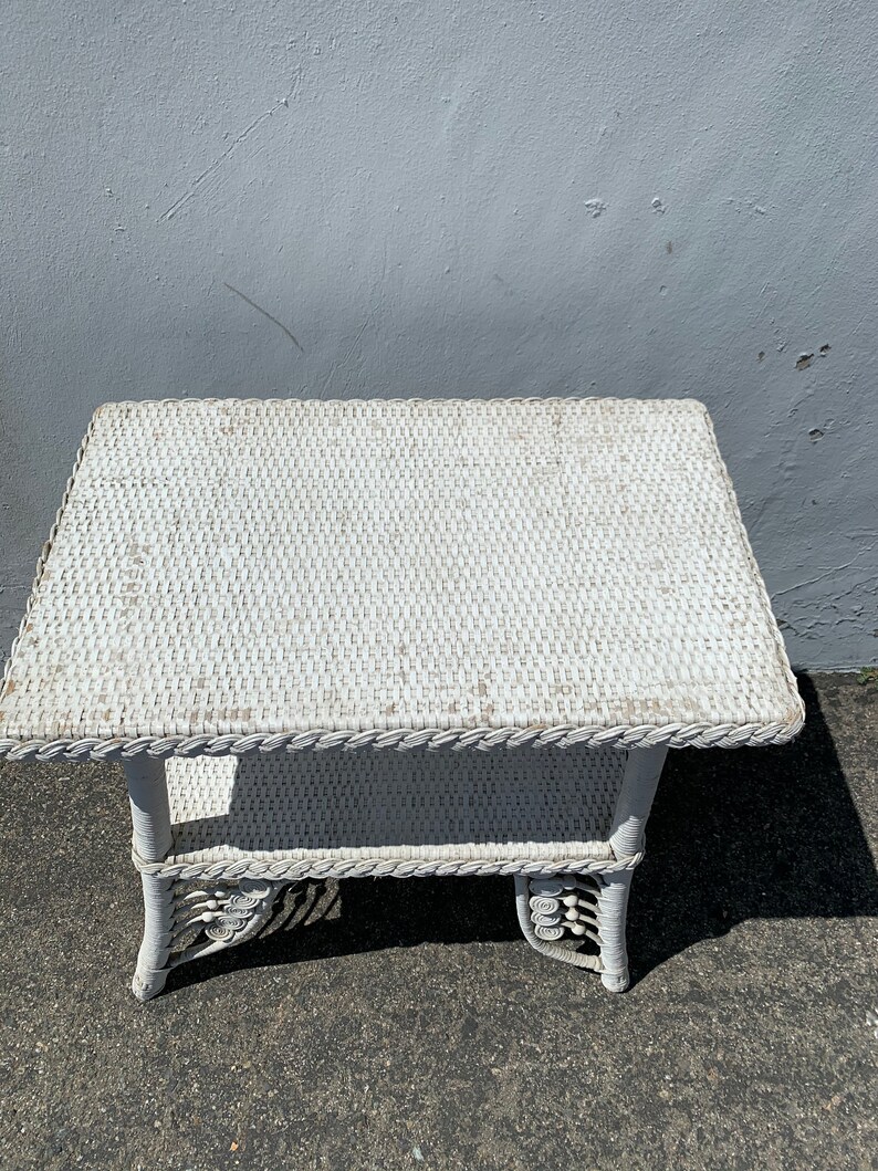 Antique Rattan Wicker Table Victorian Peacock Primitive Rustic Etsy