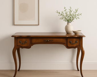 Vintage Ethan Allen Vanity Desk Flip-Top Mirror Storage Antique French Provincial Rustic Writing Table Regency Makeup CUSTOM PAINT AVAIL