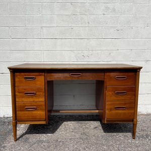 Mid Century Modern Lane Desk Mid Century Table MCM Makeup Vanity Executive Writing Office Storage Post Modern Retro Mod CUSTOM PAINT Avail