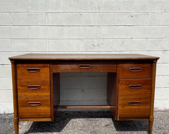 Mid Century Modern Lane Desk Mid Century Table MCM Makeup Vanity Executive Writing Office Storage Post Modern Retro Mod CUSTOM PAINT Avail