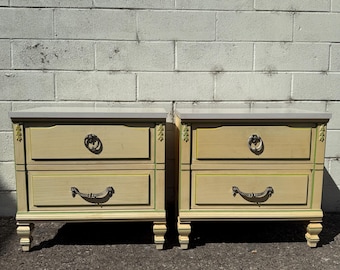 Vintage Pair of Nightstands Regency French Provincial Bedside Tables Bedroom Furniture Storage CUSTOM PAINT AVAIL
