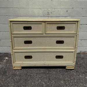 Vintage Faux Bamboo Dresser Drexel Captiva Bedside Table Bedroom Storage Bachelor Chest Drawers Regency Chinoiserie Boho CUSTOM PAINT Avail