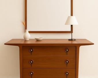 John Van Koert Drexel Span Chest: Mid-Century Modern Dresser + Mirror