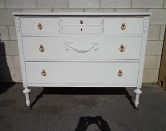 Antique Dresser Bachelor Chest Shabby Chic Bedside Table Furniture Console Bedroom Vintage Coastal Cottage Farmhouse CUSTOM PAINT AVAIL