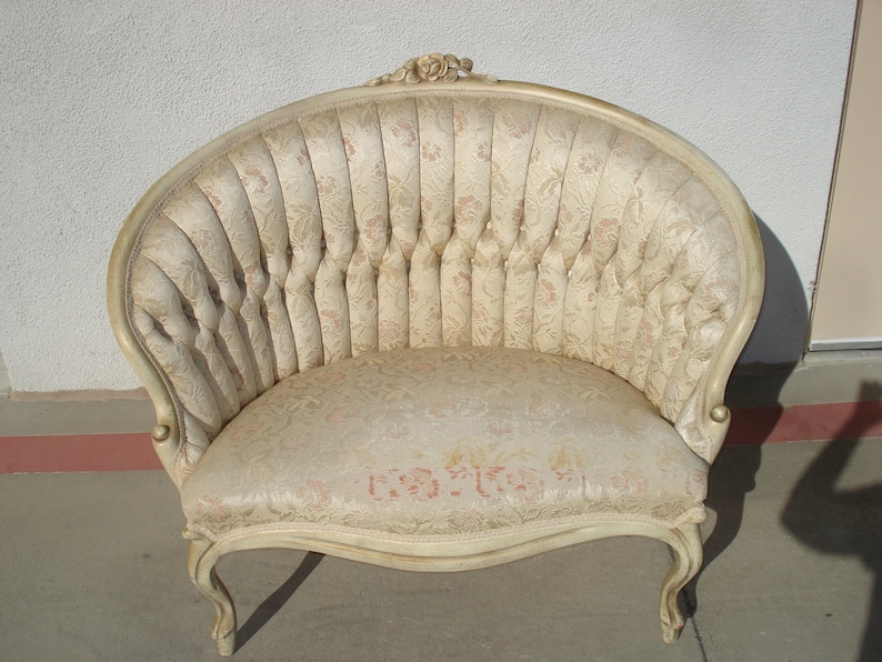 Antique Loveseat French Provincial Sette Sofa Couch Bench Boudoir Vintage Regency Entry Way Chippendale Sofa Shabby Chic Victorian Seating image 2