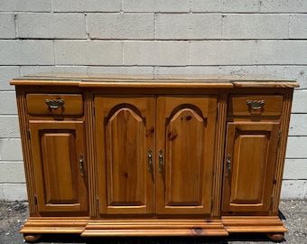Vintage Solid Pine Wood Cabinet Sideboard Buffet Kitchen Storage Media TV Console American Made Traditional CUSTOM PAINT Available