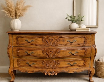 Vintage French Provincial Bombé Dresser – Rococo Chest CUSTOM PAINT Available