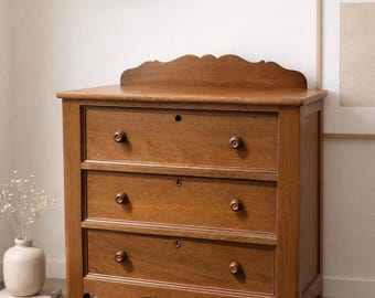 Antique Wooden Washstand Dresser with Backsplash - CUSTOM PAINT AVAILABLE