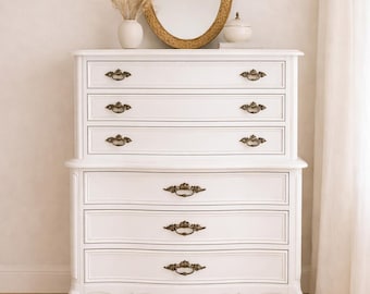 Vintage French Provincial Highboy Dresser – 6 Drawer Chest REFINISHED TO ORDER