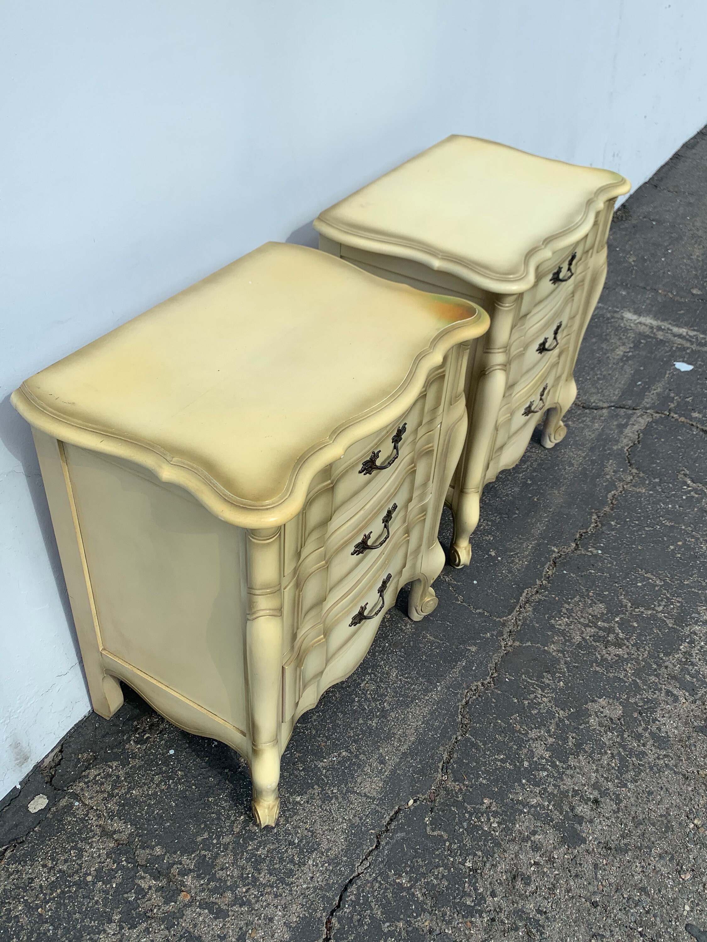 2 French Provincial Nightstands Set Bedroom Storage Vintage Shabby Chic